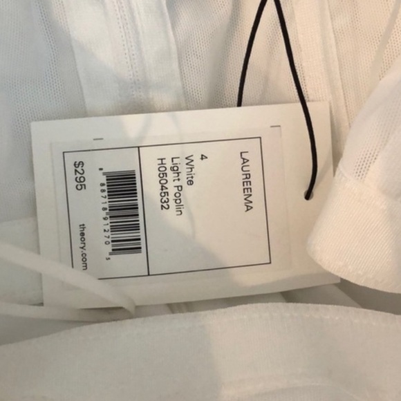 Theory LAUREEMA Off Shoulder BuildIn Bra Poplin White Top Ballon Puff Sleeve - Picture 16 of 16